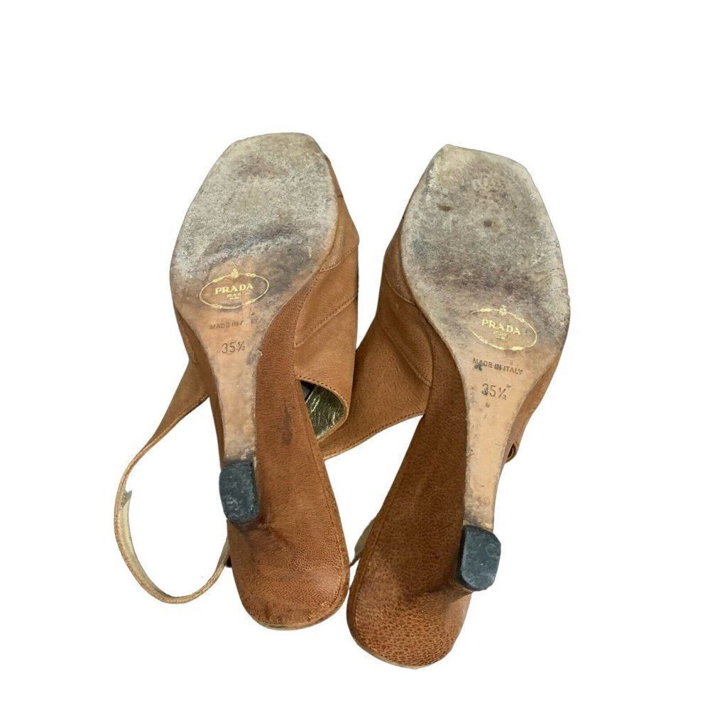 Pradaauthentic Womens Solid Brown Slingback Genui… - image 4